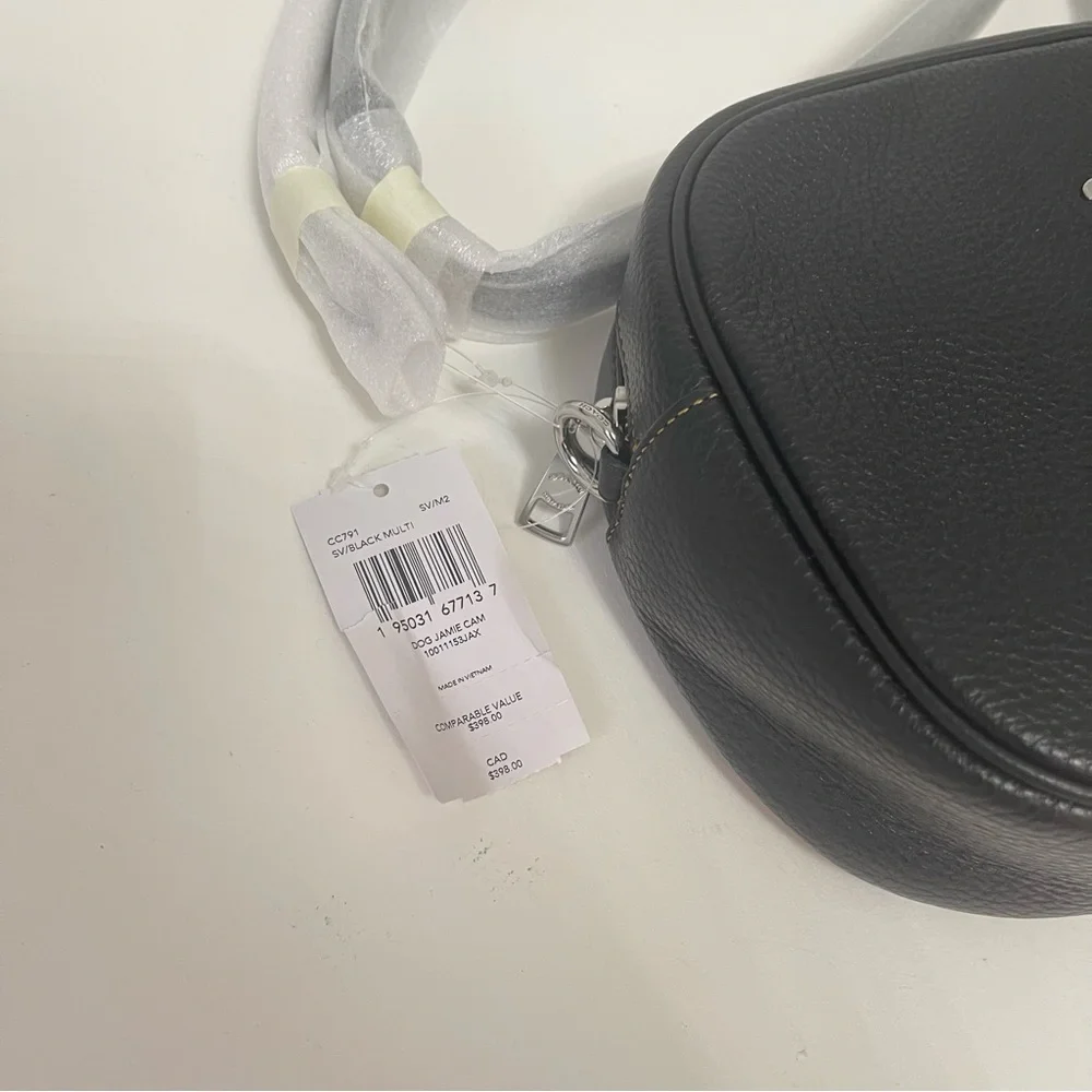 Coach Jamie Camera Bag With Happy Dog In Silver & Black Multi Color- New W/ Tag - Picture 11 of 16